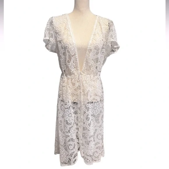 Victorias Secret Bridal Sleep Nightgown/ Beach Cover Up White Size M/L - Picture 5 of 8